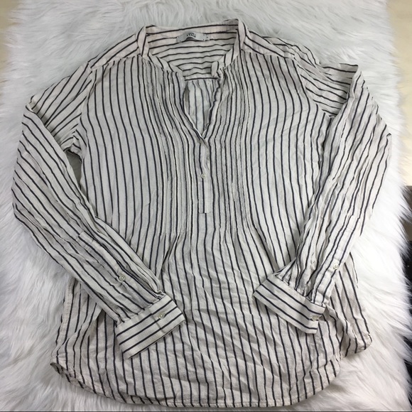 0039 Italy Tops - 0039 Italy Stripped Black & White Blouse Sz Small
